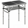 Masă de Camping Pliabilă 60 cm, Picnic cu Plasă, Negru