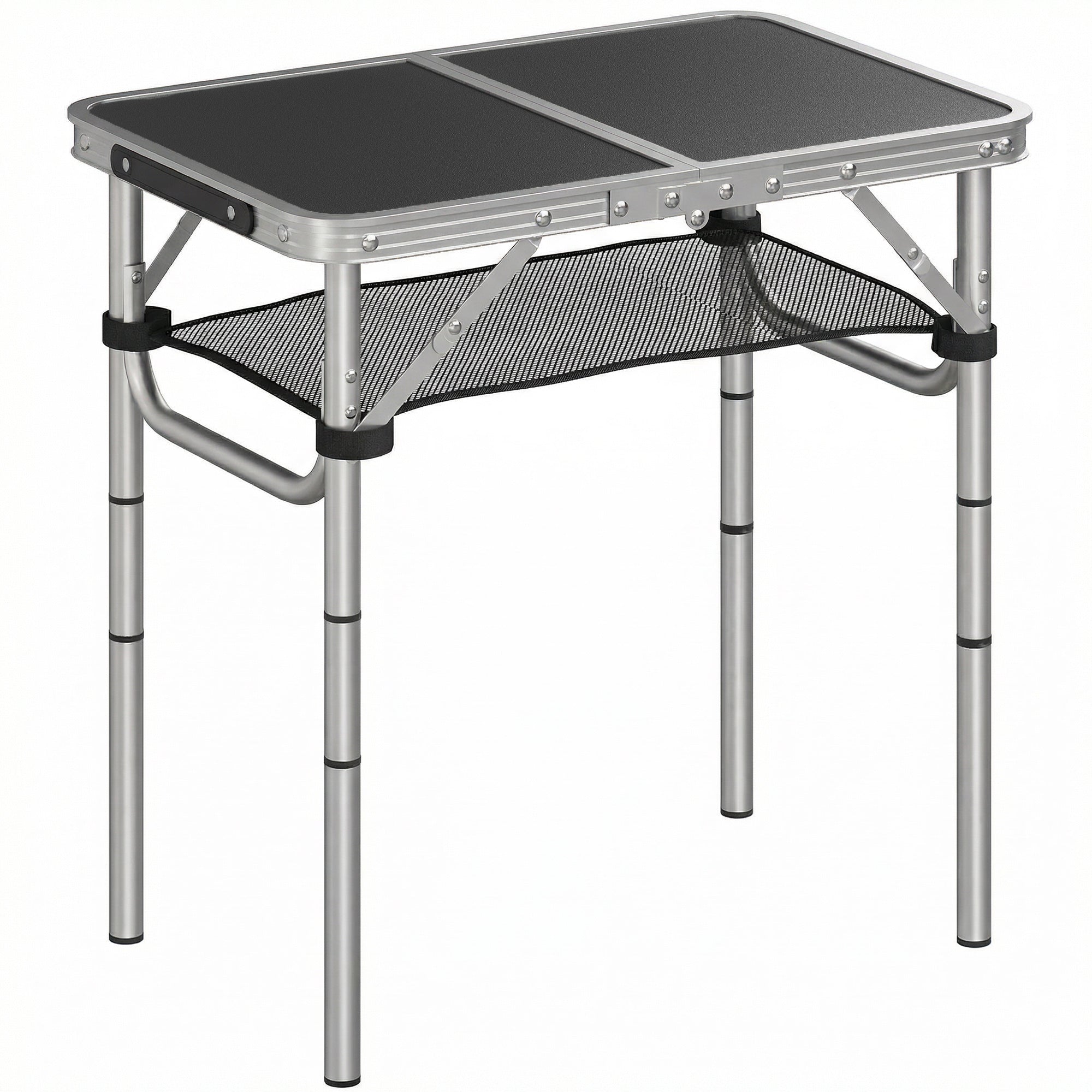 Masă de Camping Pliabilă 60 cm, Picnic cu Plasă, Negru