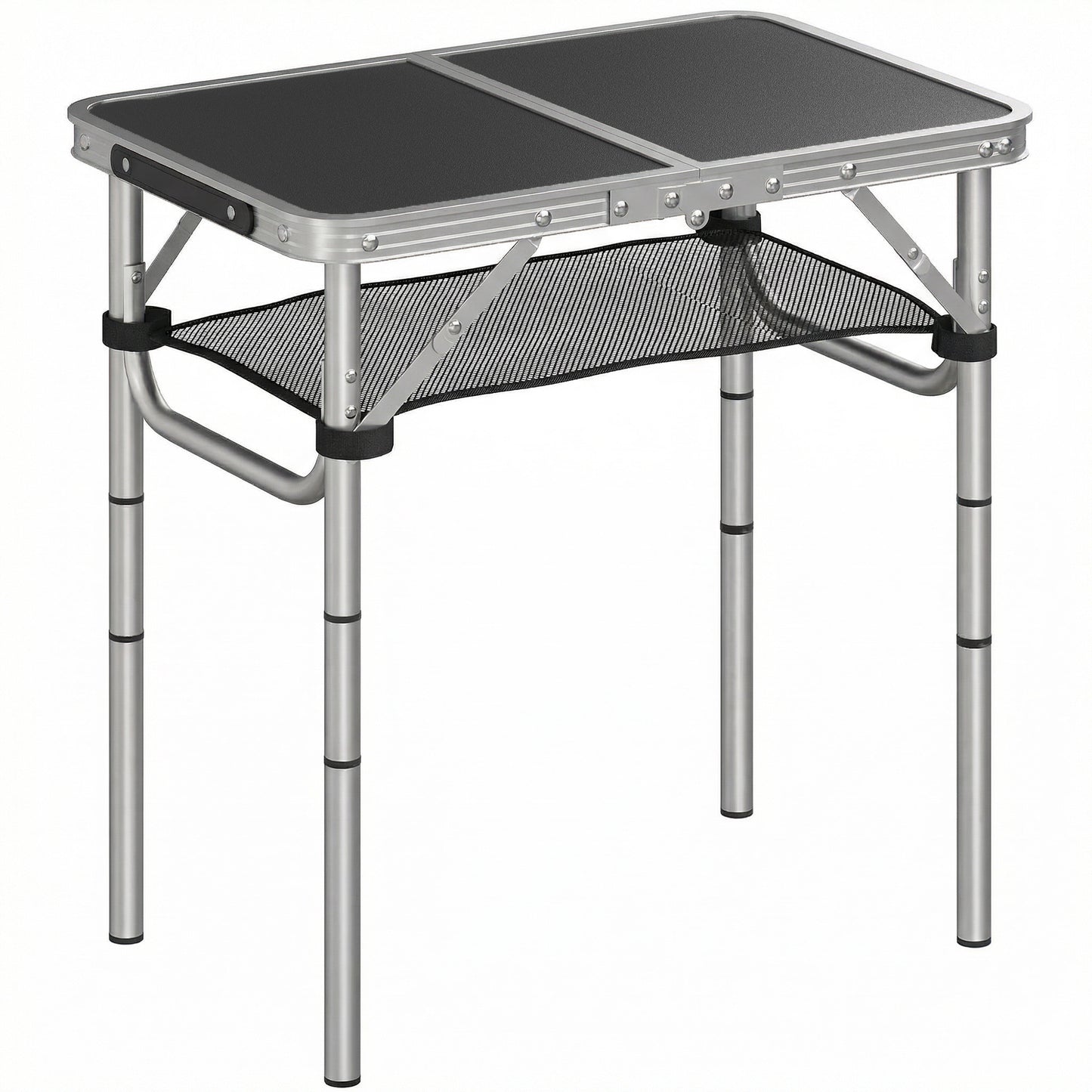 Masă de Camping Pliabilă 60 cm, Picnic cu Plasă, Negru