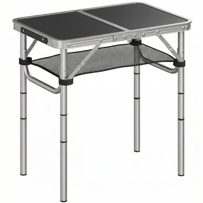 Masă de Camping Pliabilă 60 cm, Picnic cu Plasă, Negru