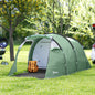 Cort Camping 4 Persoane Vestibul Amplu Impermeabil Verde Inchis