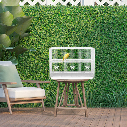 Colivie pentru Pasari din Metal cu Stinghii, Boluri pentru Mancare si Maner, 60x41x41cm, Alb