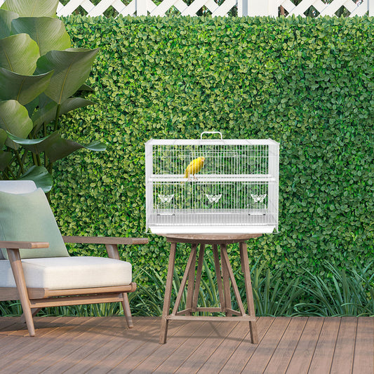 Colivie pentru Pasari din Metal cu Stinghii, Boluri pentru Mancare si Maner, 60x41x41cm, Alb