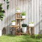 Etajera Suport Plante Asimetrica cu 6 Niveluri pentru Gradina si Casa, din Lemn, 95x28x96.5 cm