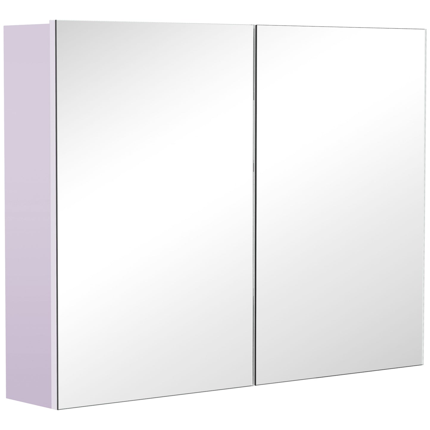 Dulap de Baie cu Oglindă, Dulăpior Suspendat pe Perete cu 3 Rafturi, Depozitare Cosmetice din MDF, Alb, 80x60x15cm