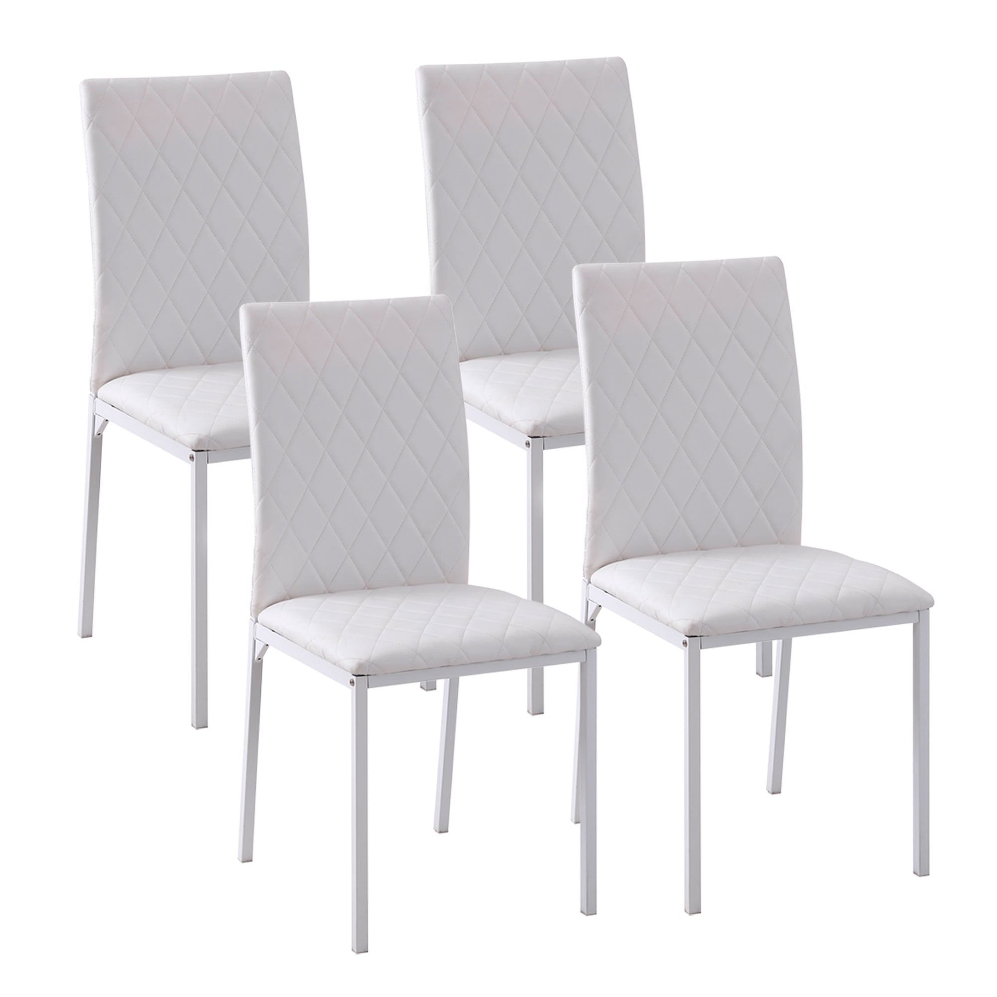 Set 4 Scaune Dining – Tapitate cu Piele Ecologica Alba
