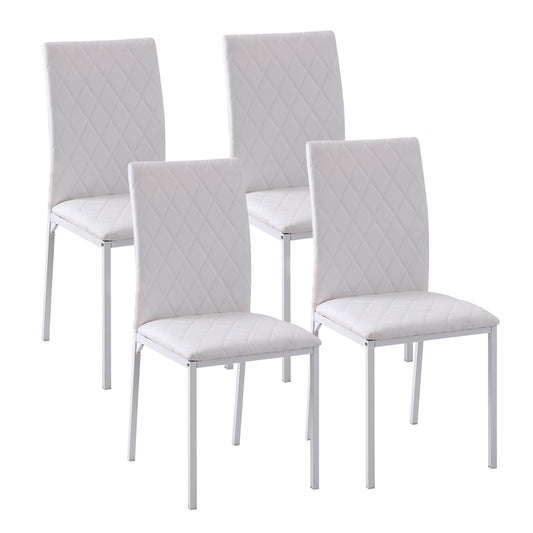 Set 4 Scaune Dining – Tapitate cu Piele Ecologica Alba