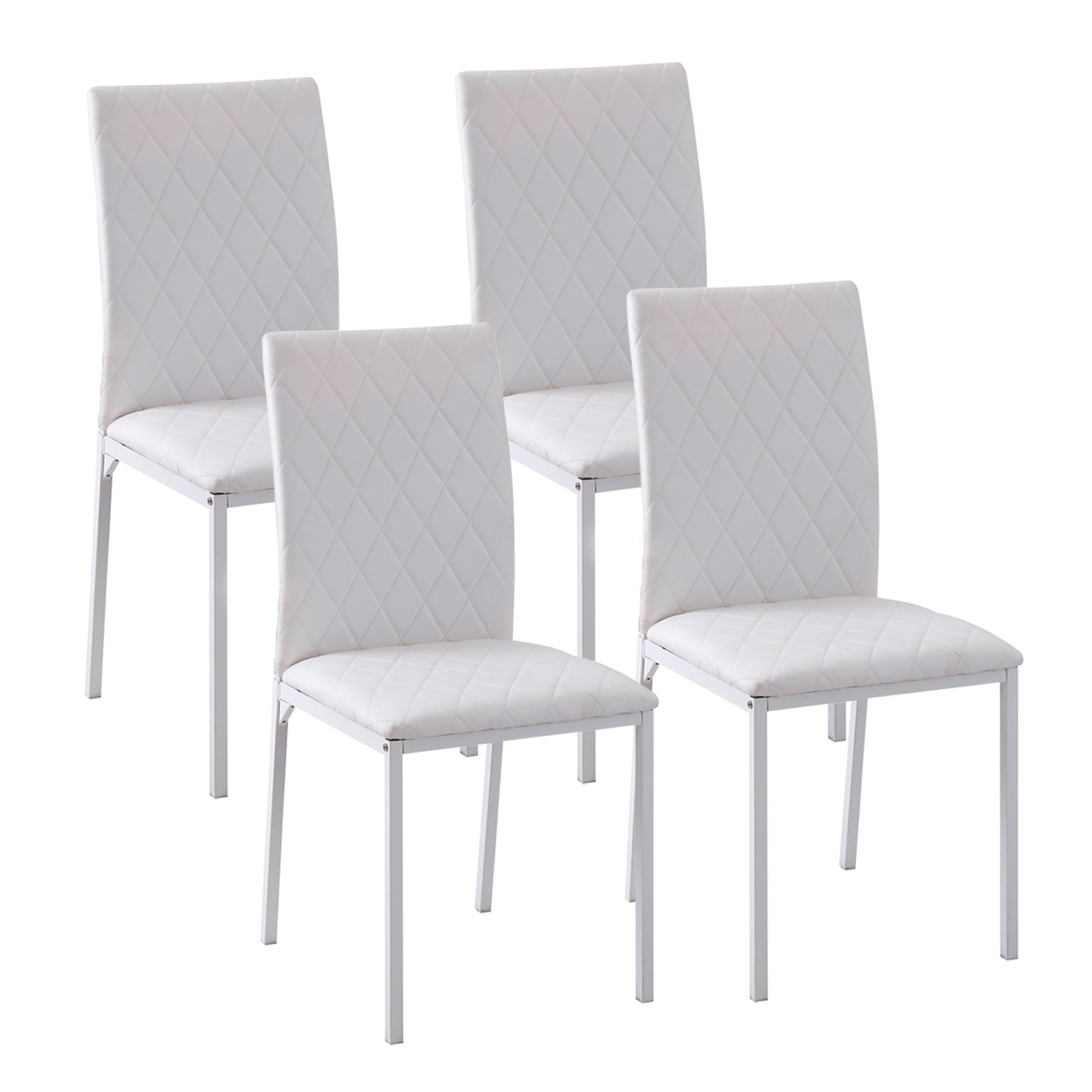Set 4 Scaune Dining – Tapitate cu Piele Ecologica Alba