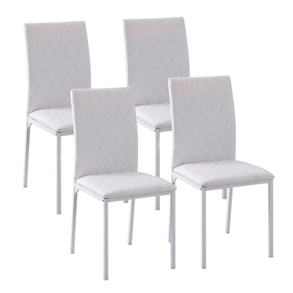 Set 4 Scaune Dining – Tapitate cu Piele Ecologica Alba