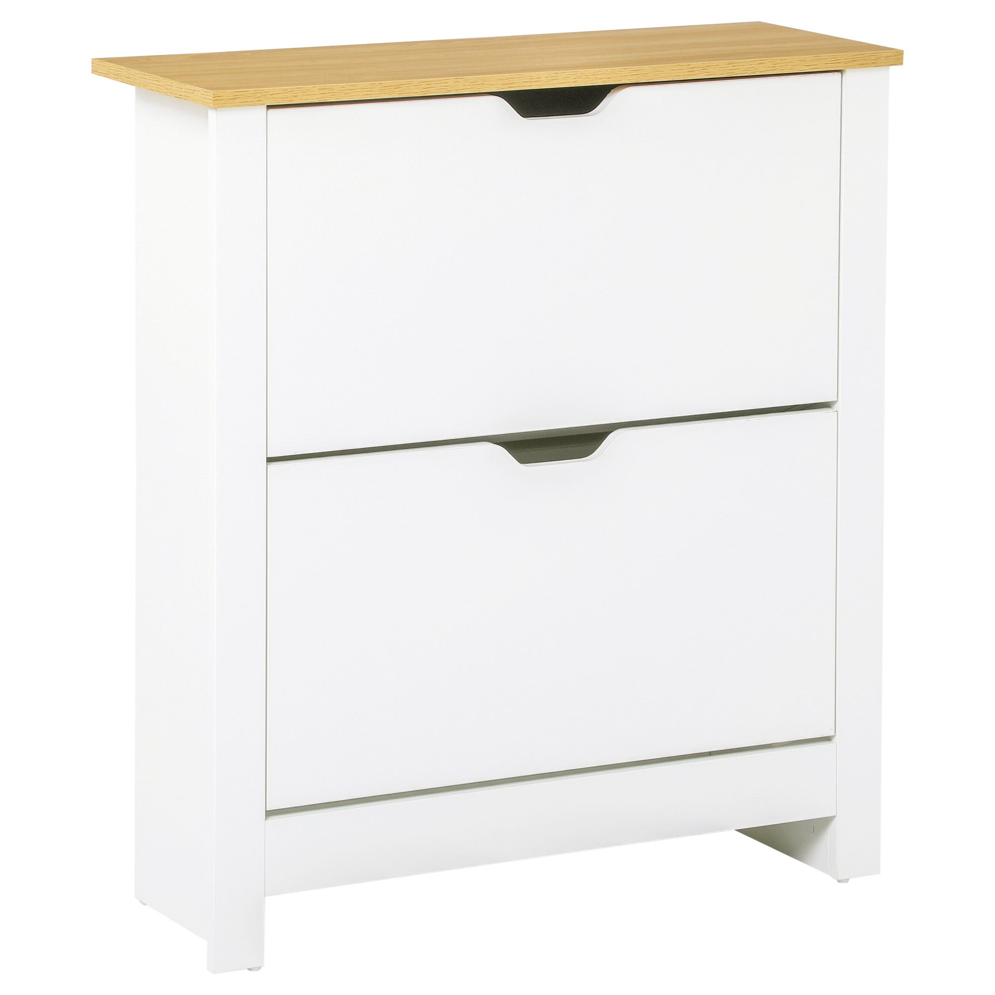 Dulap modern pentru pantofi, pentru maximum 12 perechi, cu 2 sertare reglabile și detașabile, din lemn, 72x26x80 cm, alb