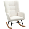 Scaun Balansoar Fotoliu Relaxant din Catifea Teddy, Alb Crem