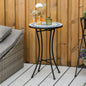 Masuta de Gradina Rotunda din Metal  cu Blat din Ceramica, Design tip Mozaic, Ф35,5x53,5 cm, Albastru