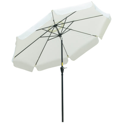 Umbrela de Gradina si Terasa Φ266x250cm, Umbrela Rotunda pentru Exterior cu Capat Rabatabil, Rezistenta la Raze UV 50+, Bej