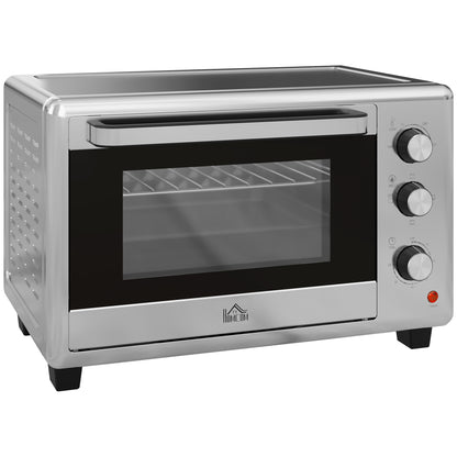 Cuptor Electric de 30L cu 3 Funcții de Gătire, Temperatura Reglabilă și Timer, 1600W, Argintiu