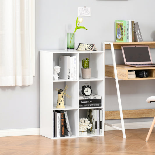 Etajeră cu 6 Compartimente Cub, Bibliotecă Joasă și Organizator pentru Jucării sau Cărți, 91.5x29.5x61.5cm, Alb