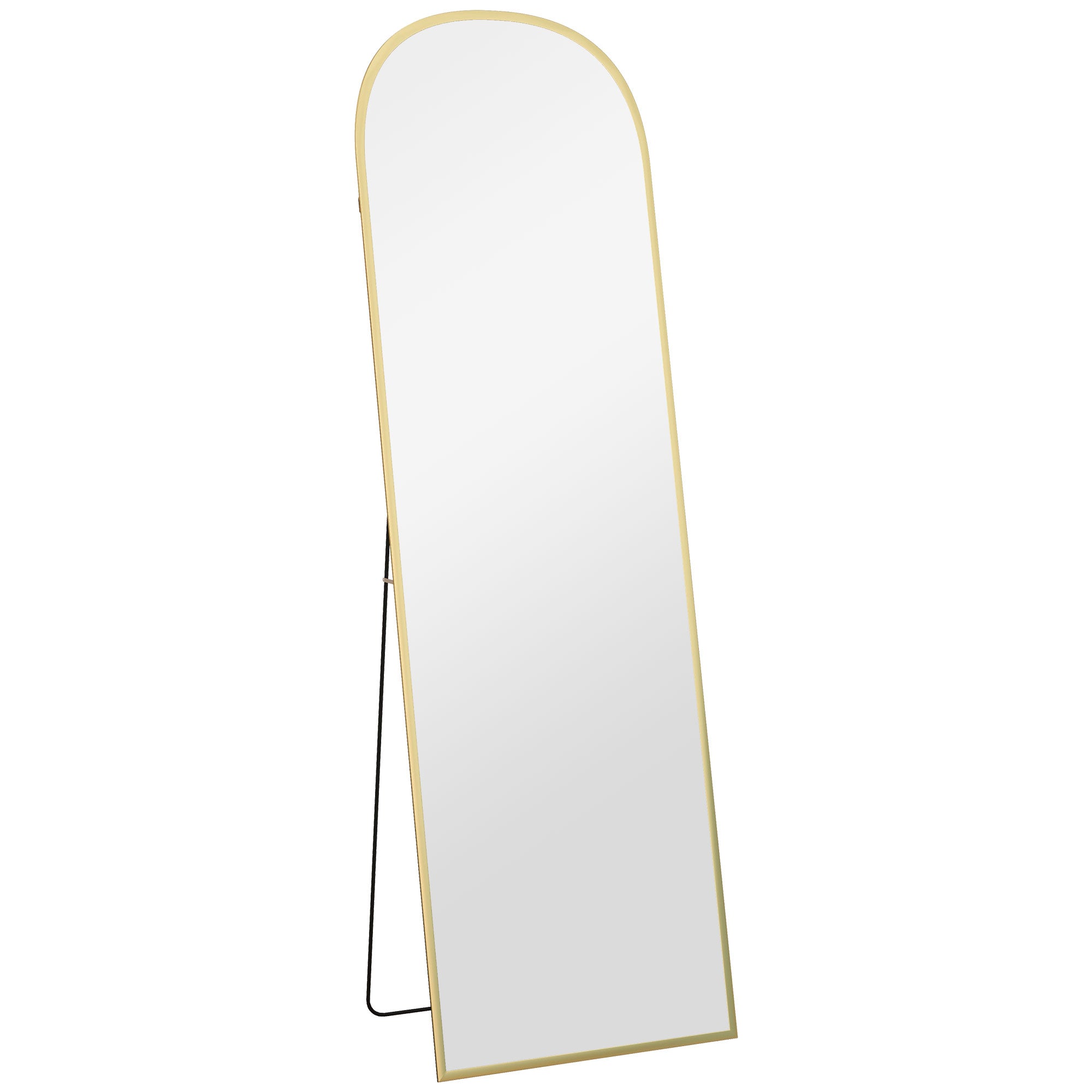 Oglindă de Podea și Perete Modernă din Aliaj de Aluminiu cu Suport Pliabil, 50x161.5 cm, Aur