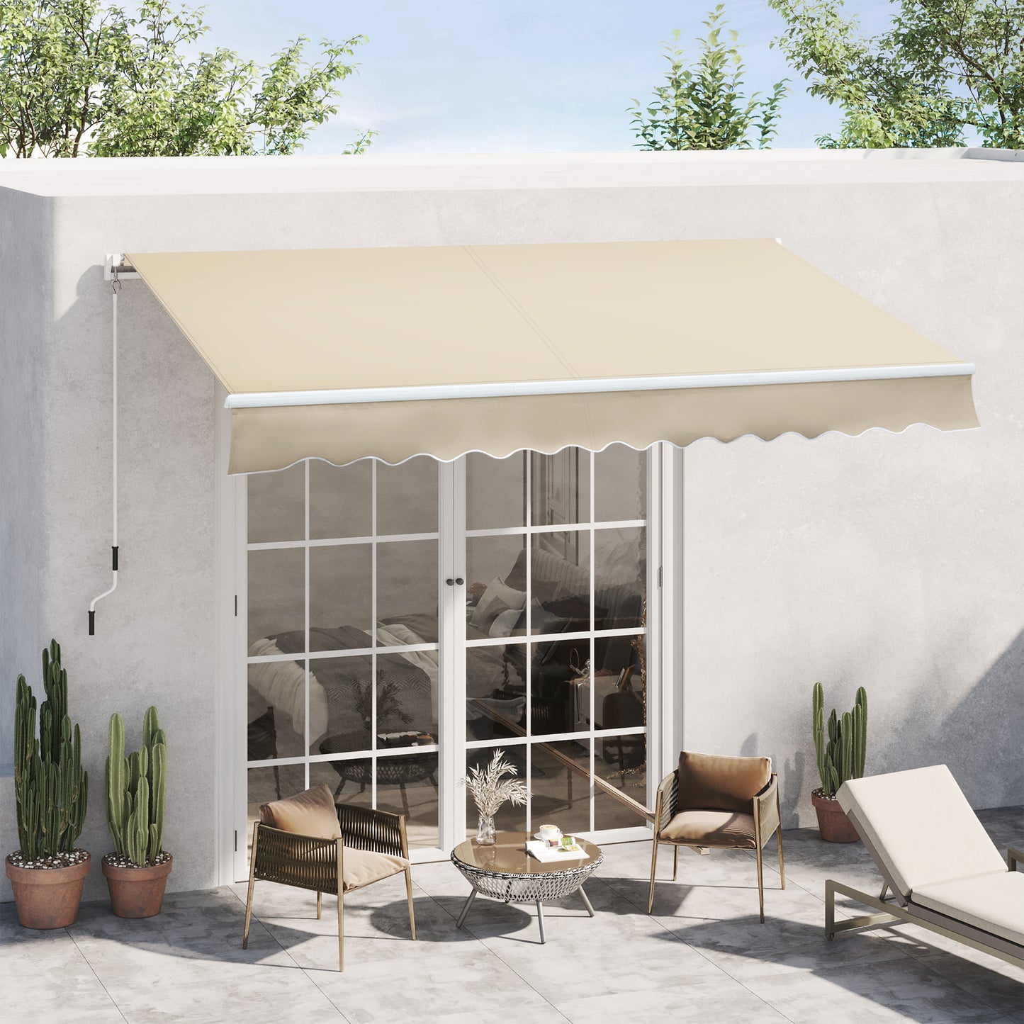 Copertină de Soare pentru Exterior Retractabilă cu Manivelă, 350x250 cm, Crem