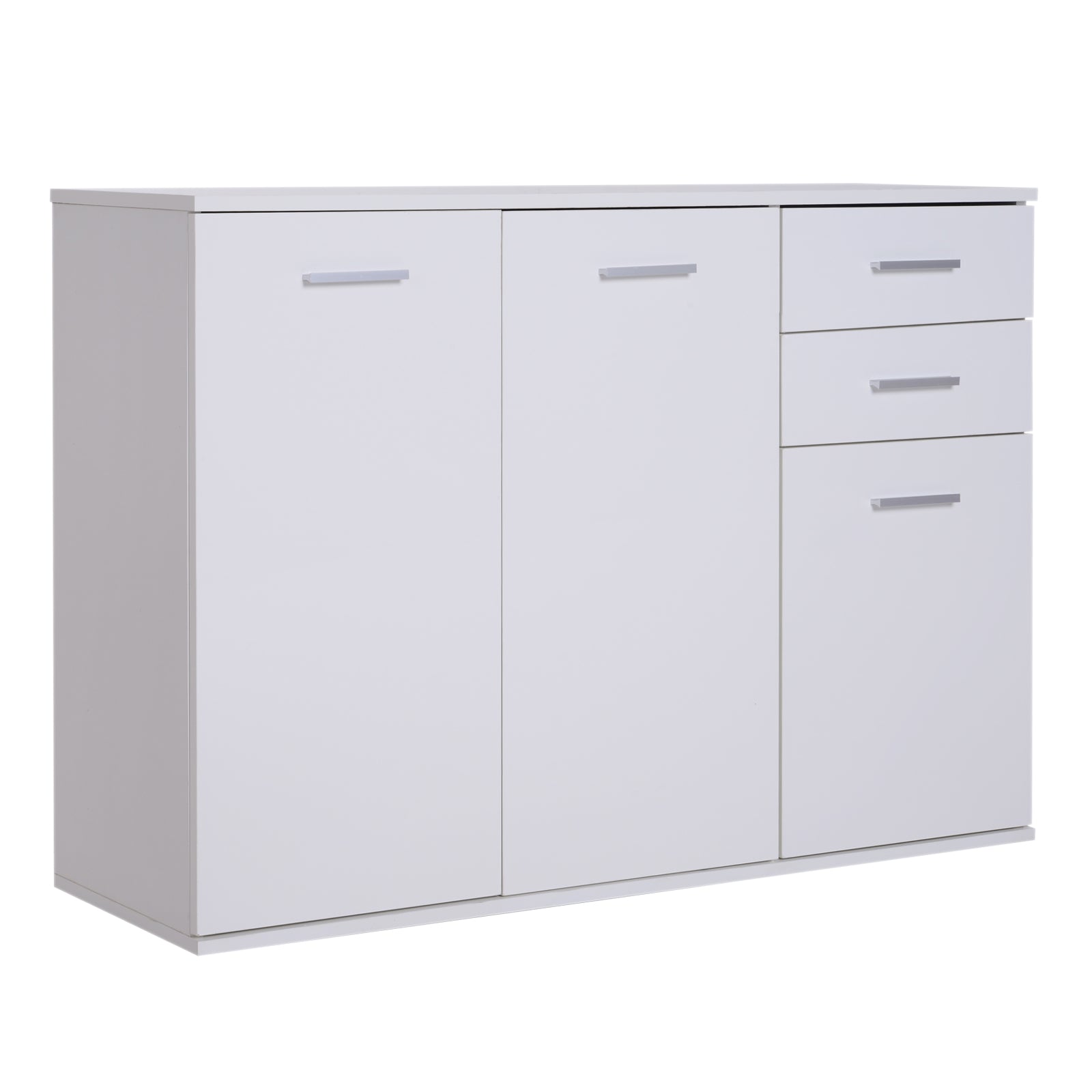 Dulapior cu 3 Usi si 2 Sertare in Lemn Granulat, Alb, 106x35x76cm