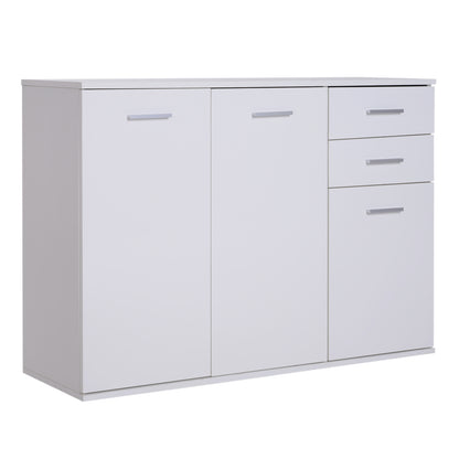 Dulapior cu 3 Usi si 2 Sertare in Lemn Granulat, Alb, 106x35x76cm