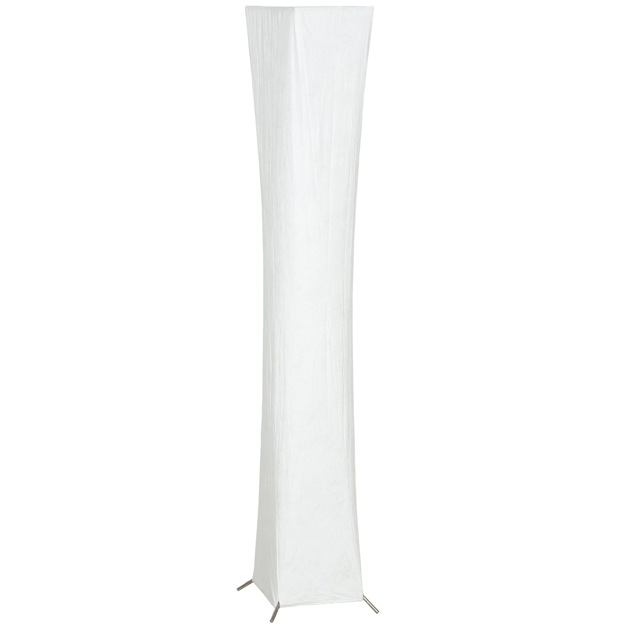 Lampă de Podea Modernă cu Comutator de Picior, din Oțel și Țesătură, 25x25x129 cm, Alb și Argintiu