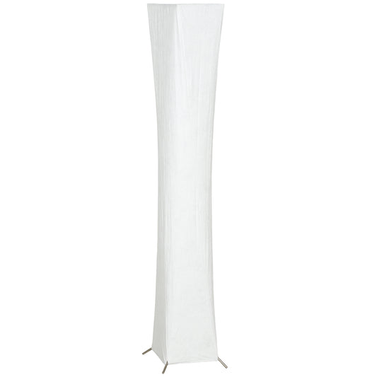 Lampă de Podea Modernă cu Comutator de Picior, din Oțel și Țesătură, 25x25x129 cm, Alb și Argintiu