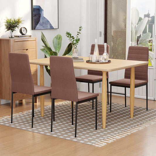 Set 4 Scaune Moderne pentru Dining și Bucătărie, Scaune Căptușite cu Cadru Metalic Robust, Textil Kaki