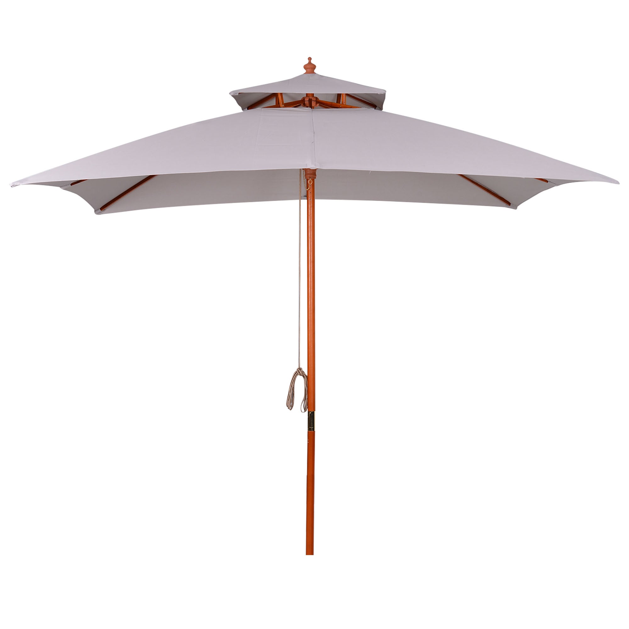 Parasol de Grădină 3x3m cu 8 Stecche din Bambus și Acoperiș Parasol cu 2 Nivele, Gri