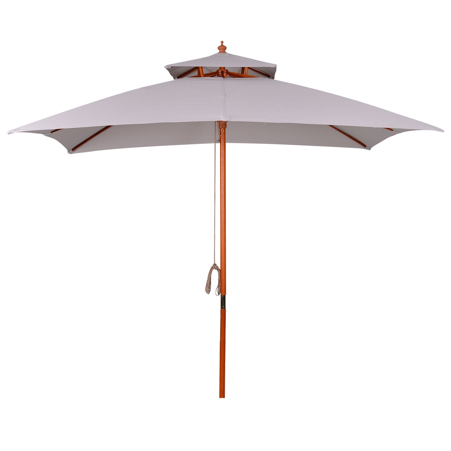 Parasol de Grădină 3x3m cu 8 Stecche din Bambus și Acoperiș Parasol cu 2 Nivele, Gri