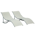 Set de 2 Sezlonguri de Gradina Pliabile din Aluminiu si Textilen Bej