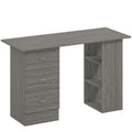 Birou modern cu 3 Sertare si Rafturi in Lemn Alb 120x49x72cm