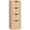 Dulap de Baie Economisitor de Spațiu cu 4 Sertare și Mânere Sculptate Stil Nordico, 29x29x83 cm, Lemn Natural