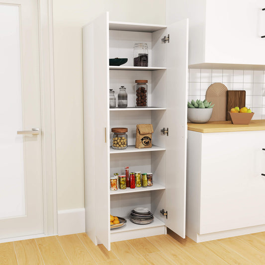 Dulap Multifuncțional cu Uși Batante, 5 Rafturi și 3 Niveluri Reglabile, 60x31,5x165 cm, Alb