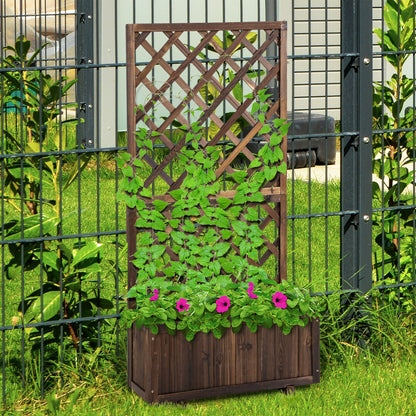 Jardinieră de Exterior cu Spalier, Grilaj pentru Plante Cățărătoare și Ghiveci, 72.5x31.5x149.5 cm, Lemn Natural