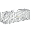 Capcana pentru animale , 93 x 31 x 34,5 cm Cusca umana pentru rozatoare pentru iepuri, pisici fara stapan, ratoni, marmote, chipmunks, veverite, Argintiu