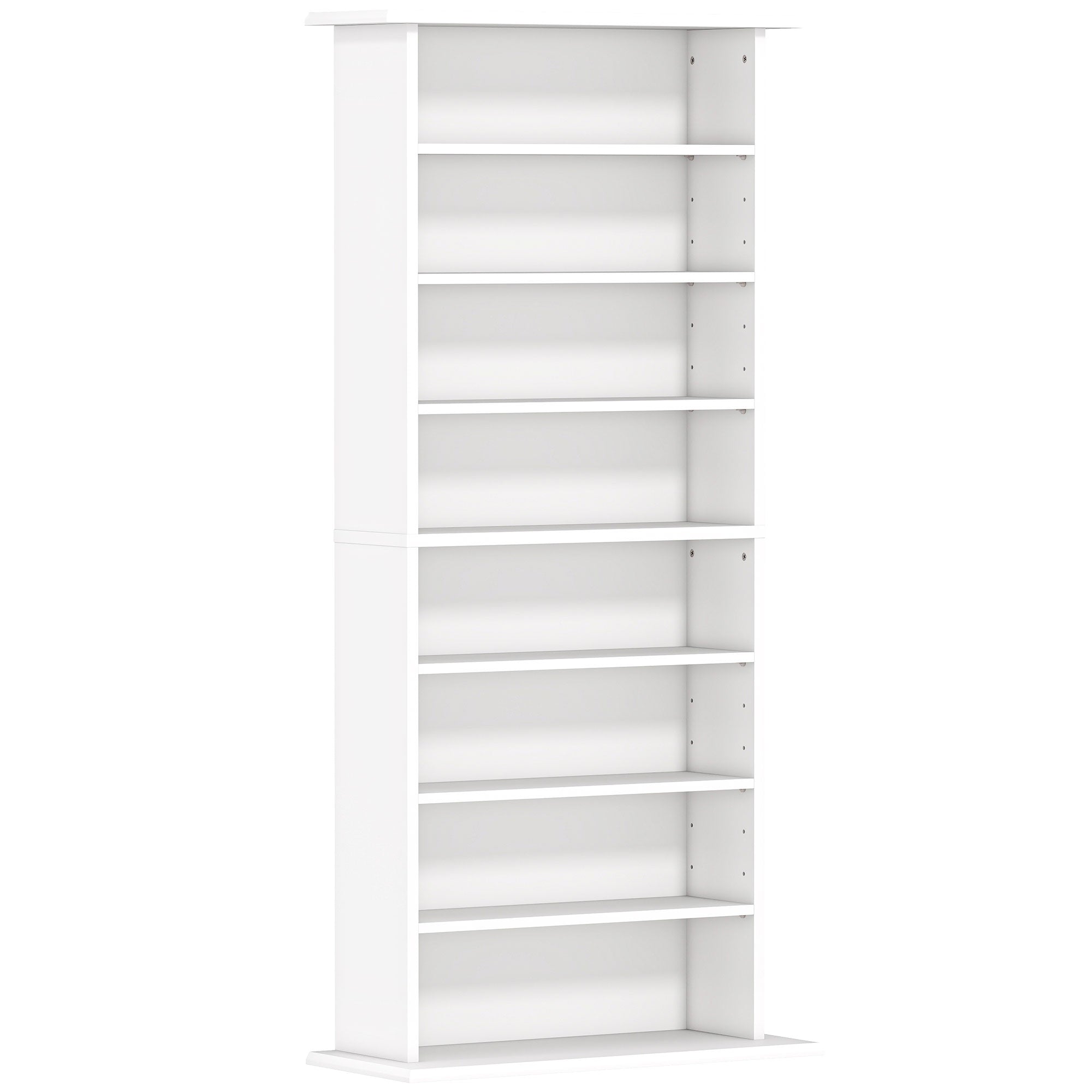 Raft pentru CD-uri cu 6 rafturi reglabile, capacitate de 360 CD-uri/185 DVD-uri, 58x24x124,5 cm, alb
