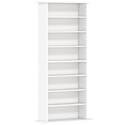 Raft pentru CD-uri cu 6 rafturi reglabile, capacitate de 360 CD-uri/185 DVD-uri, 58x24x124,5 cm, alb