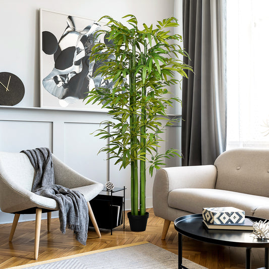 Plantă Artificială de Bambus, 180 cm, Realistă, cu Ghiveci Decorativ pentru Living și Dormitor, Verde