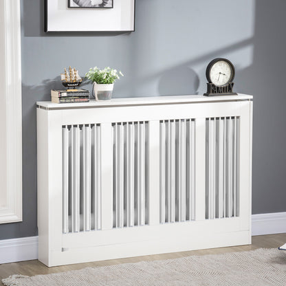 Capac pentru radiator modern din MDF si otel, 120x18x84cm, alb