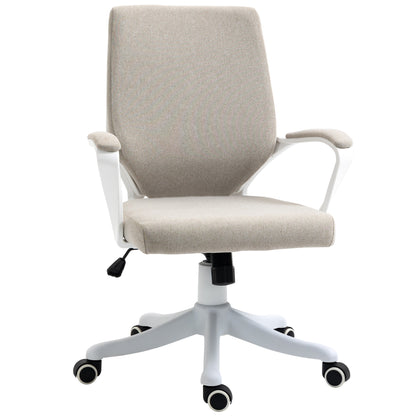 Scaun Birou Ergonomic cu Înălțime Reglabilă, Pivotant la 360° și Legănare, 62x69x92-100 cm, Bej