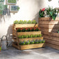 Jardinieră înălțată cu 4 niveluri, cu orificii de drenaj și material netesut, din lemn de brad, 75x57x60,5 cm