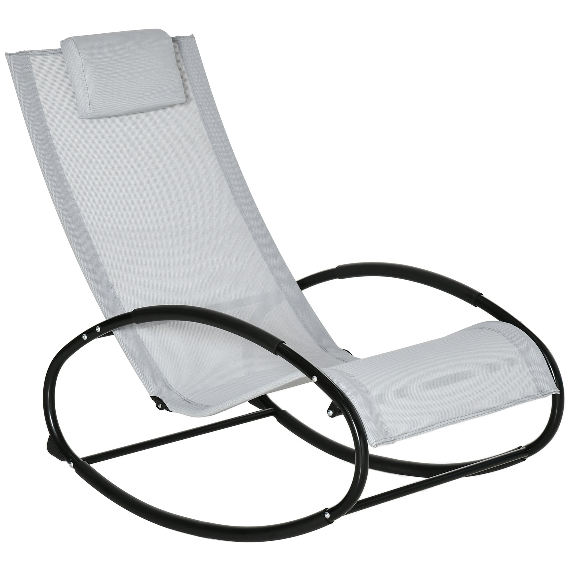Sezlong de Gradina cu Gravitate Zero, Balansoar Ergonomic cu Perna si Tesatura Respirabila pentru Interior si Exterior, Gri