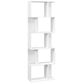 Raft pentru Cărți cu 5 Rafturi Separate, Bibliotecă în Formă de S din Lemn, 60x24x184,5 cm, Alb