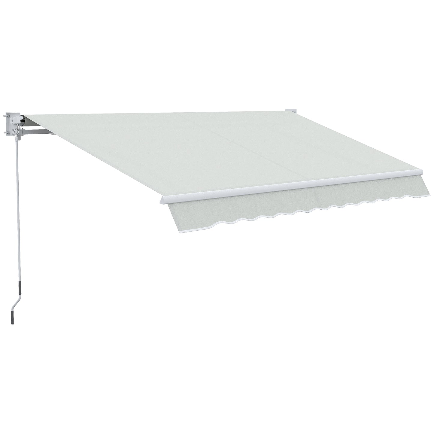 Copertina pentru soare cu brate si actionare manuala, din aluminiu si poliester pentru exterior, 295x200 cm, alb crem