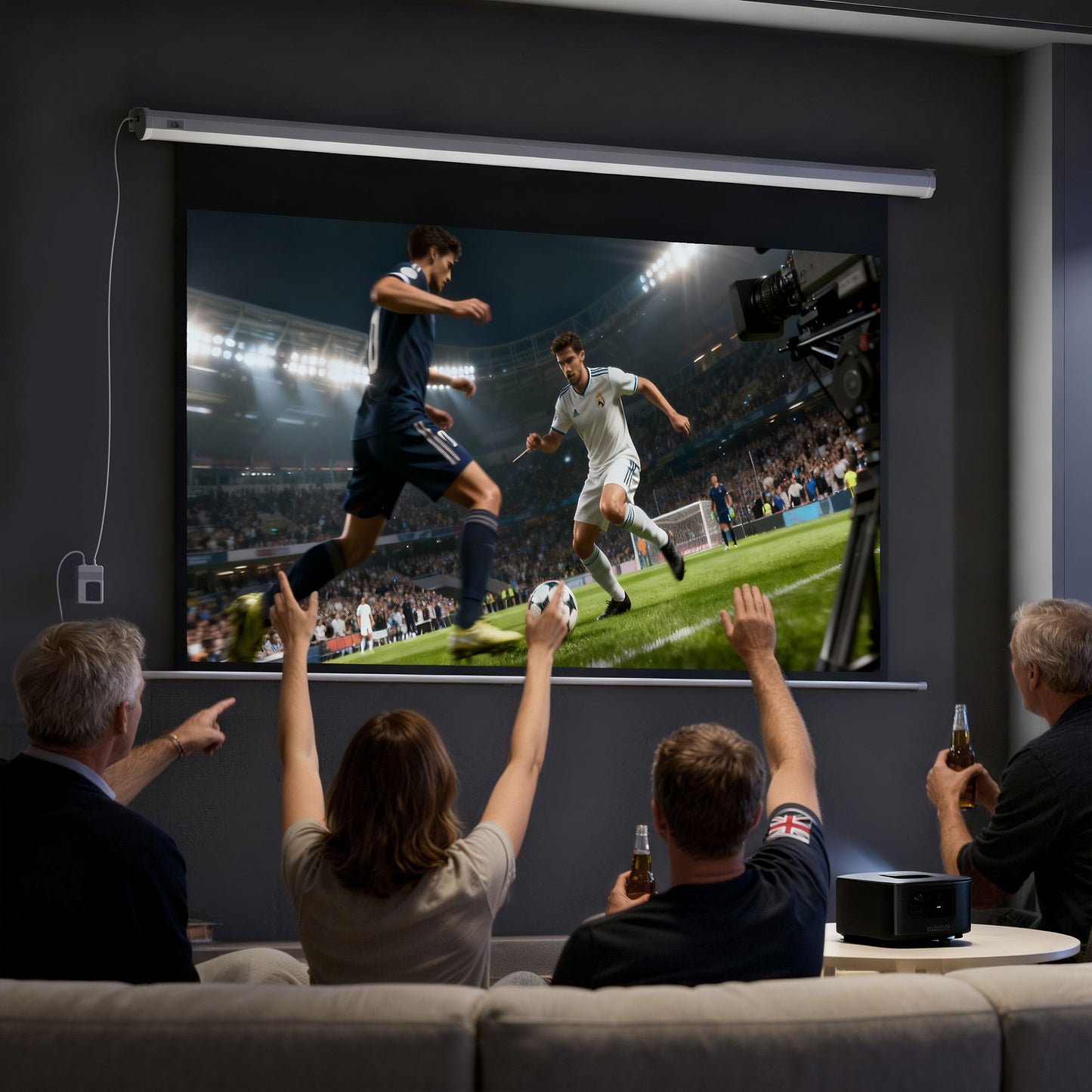Ecran de Proiecție Motorizat 100" 16:9 cu Telecomandă, 251x8x168 cm, Alb