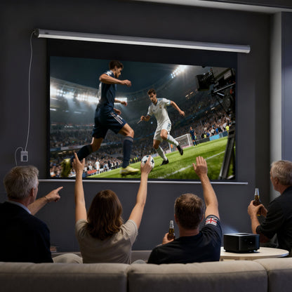 Ecran de Proiecție Motorizat 100" 16:9 cu Telecomandă, 251x8x168 cm, Alb