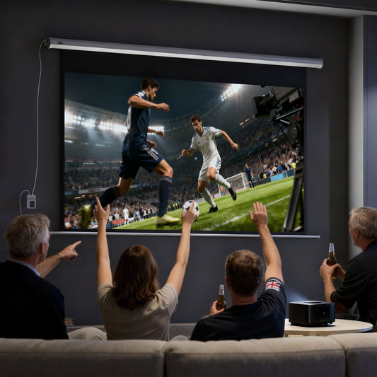 Ecran de Proiecție Motorizat 100" 16:9 cu Telecomandă, 251x8x168 cm, Alb