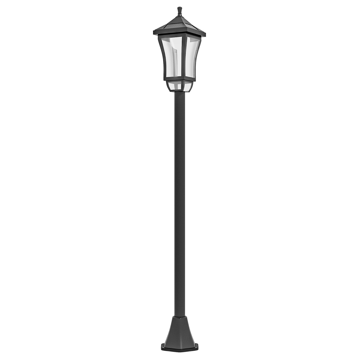 Lampă de Grădină cu Autonomie de 6 ore și Sistem de Fixare la Sol, din ABS și Policarbonat, 15x15x127 cm, Negru