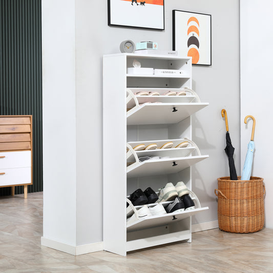 dulap pantofi, 3 compartimente, 60×24×132cm, alb