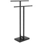 Suport pentru Prosoape Autoportant din Metal, cu 2 Brațe pentru Baie, 50x18,5x85cm, Negru