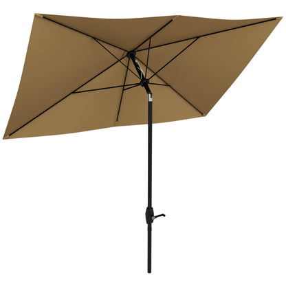 Umbrelă de Grădină Dreptunghiulară 3x2 m cu Deschidere cu Manivelă și Înclinabilă, Culoare Cafea